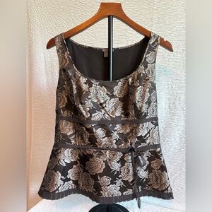 Ann Taylor Floral Brown and Cream Blouse